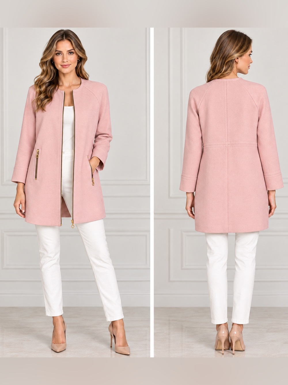 NWOT Pink Zip Pocket Coat